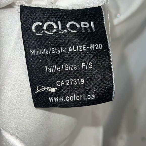 White Satin button front Rhinestone Womens Blouse size Small - Picture 11 of 12